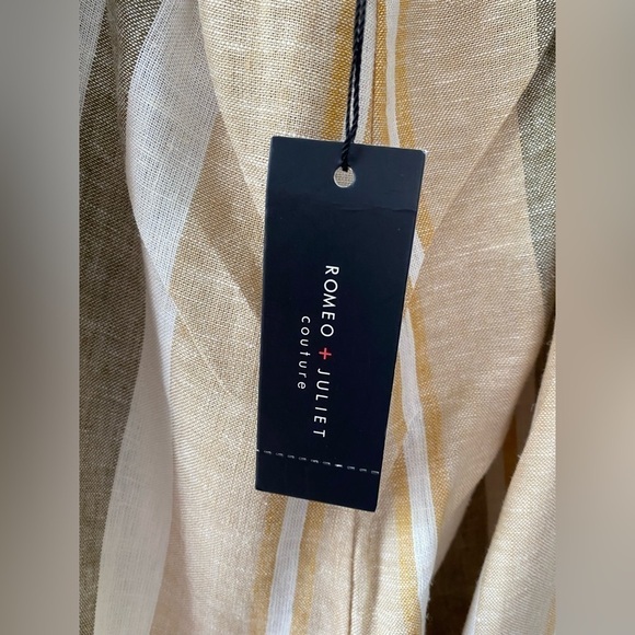 NWT Romeo+ Juliet Linen Blend Tie Back Striped Wide Leg Jumpsuit Size M - Picture 9 of 14